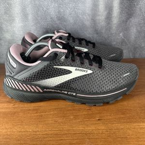 Brooks Women Adrenaline GTS 22 Running Shoes 9 Dark Gray Pink Cushioned Athletic